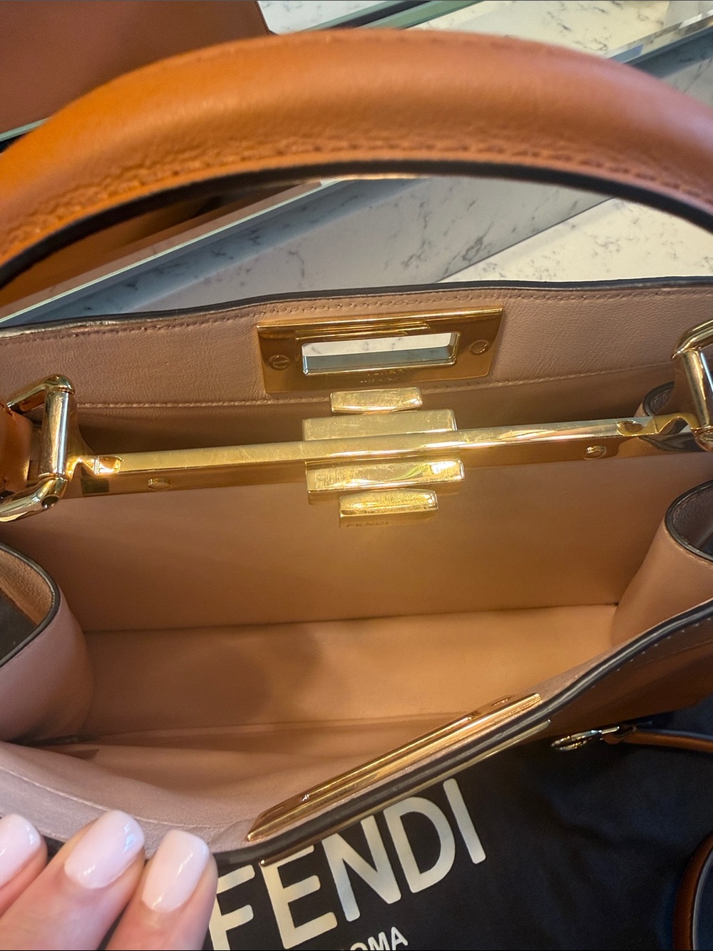 Fendi Peekaboo Leather Top-Handle Satchel with Gold Hardware - Picture 2 of 4